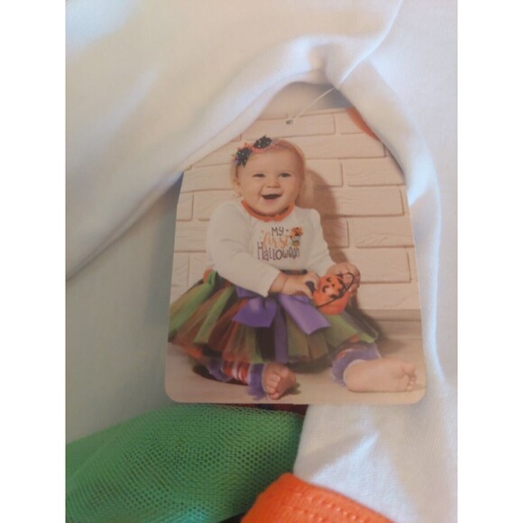 NWT Baby Essentials 4 Pc Fall Halloween Set: Skirt Tutu Bow Top Leg warmers 3 Mo - Picture 6 of 7